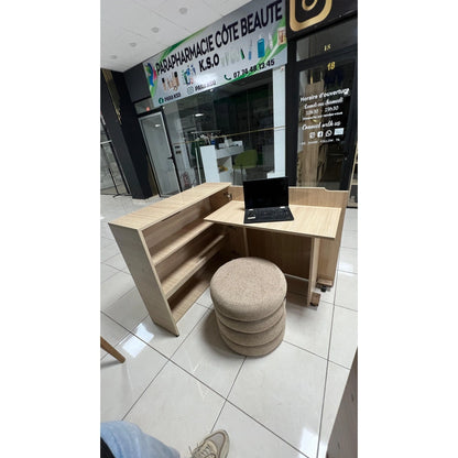 Bureau Magic & Console Moderne – Meuble Multifonction Gain de Place avec Rangement