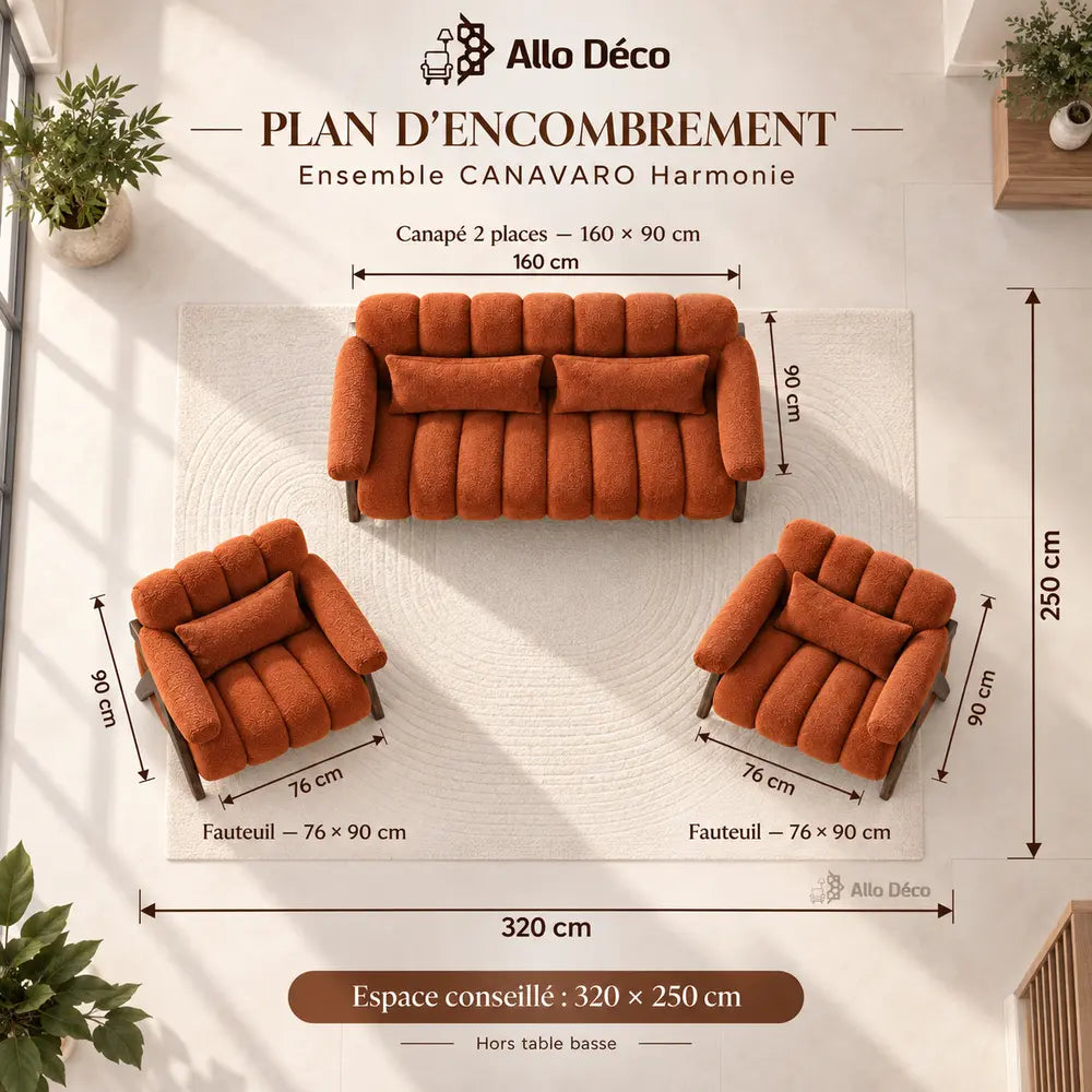 Ensemble Salon CANAVARO Harmonie – 2 Places + 2 Fauteuils