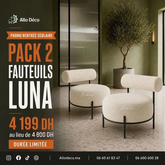 Pack 2 Fauteuils LUNA 70 cm Allodeco – Offre Promo