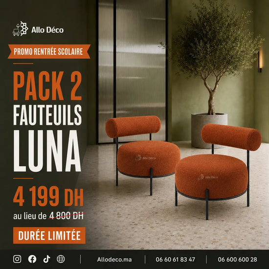Pack 2 Fauteuils LUNA 70 cm Allodeco – Offre Promo