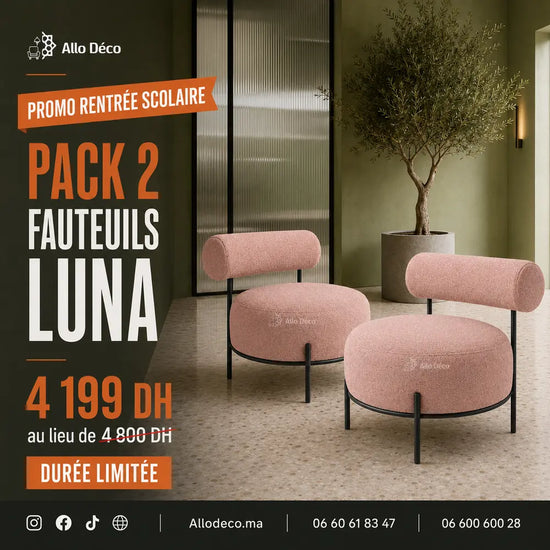 Pack 2 Fauteuils LUNA 70 cm Allodeco – Offre Promo