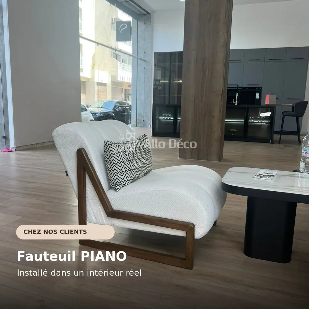 Fauteuil PIANO Allodeco – Bouclette & Bois Massif