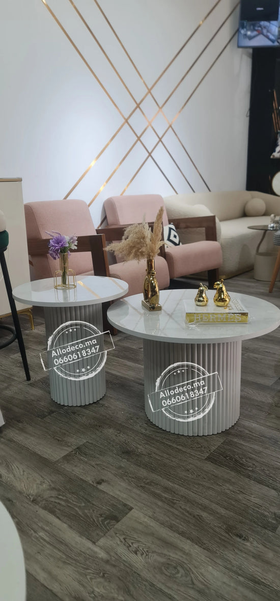 Tables basses NARDO Blanc – Duo lumineux & design épuré