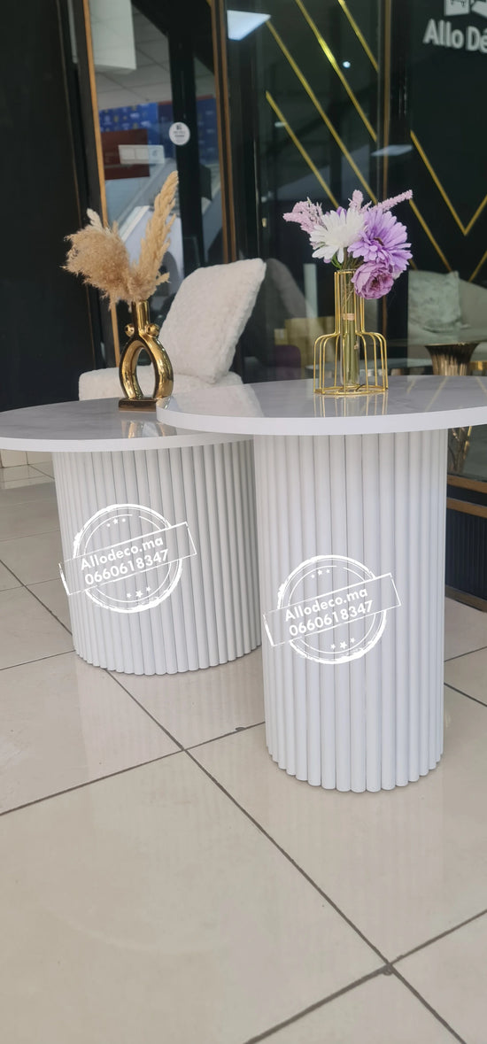 Tables basses NARDO Blanc – Duo lumineux & design épuré