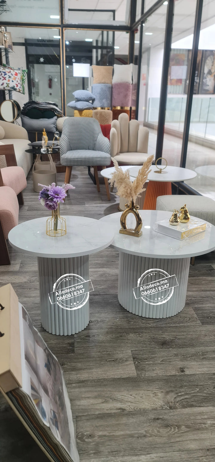 Tables basses NARDO Blanc – Duo lumineux & design épuré
