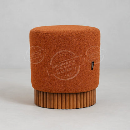 Pouf Bardage Bois – Design moderne en tissu bouclette, velour anti-tache