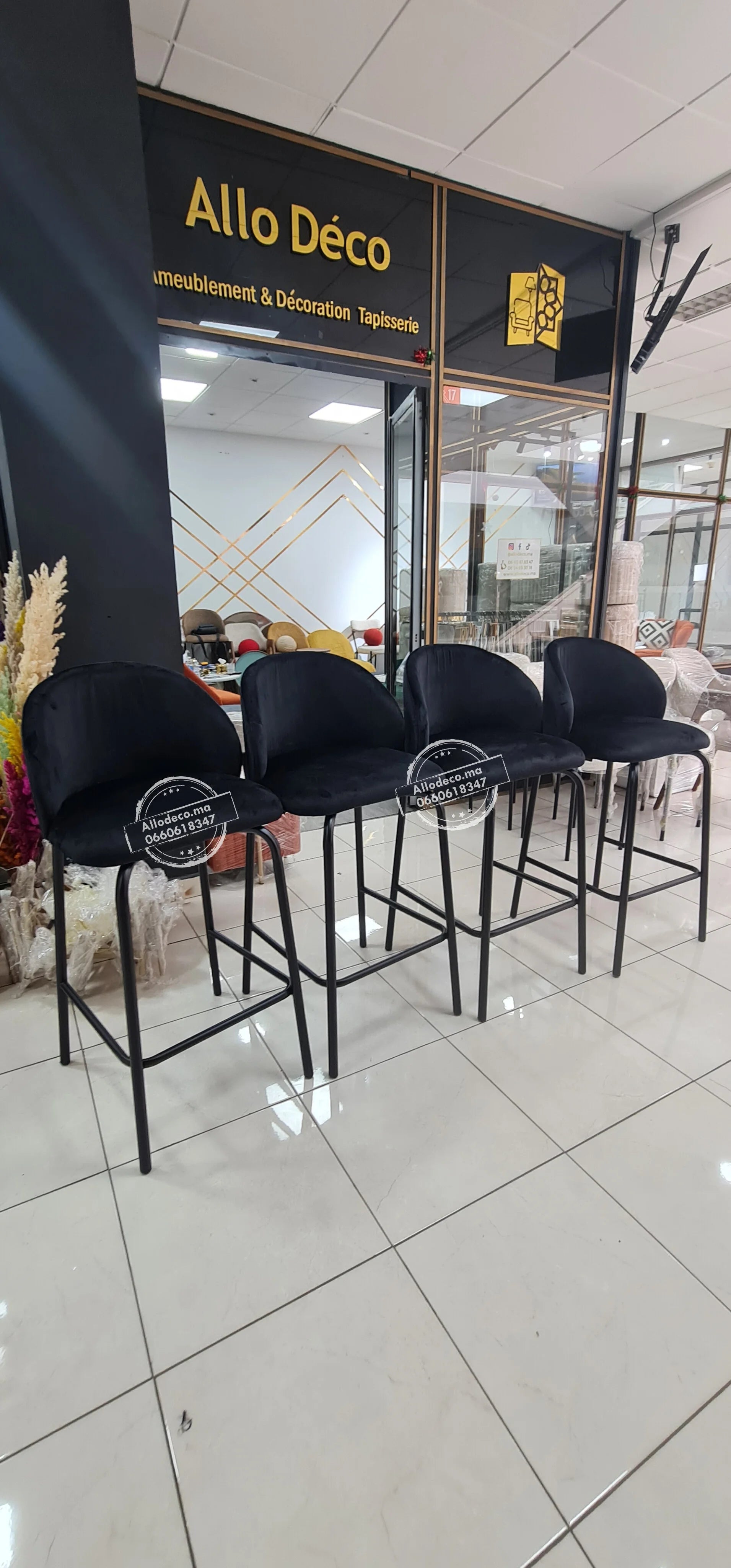 Tabouret de bar TUSSMAN Allodeco – Velours & confort premium