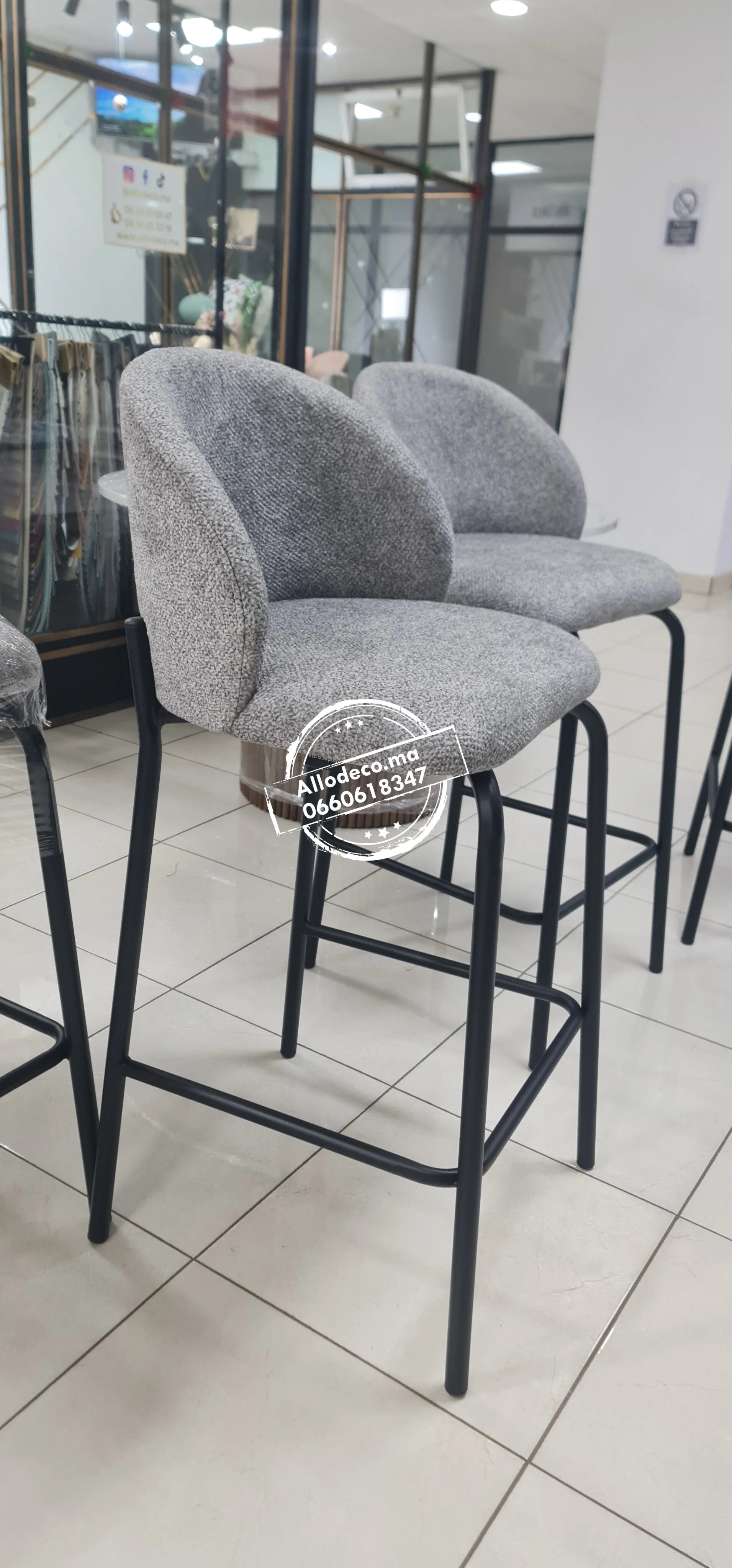 Tabouret de bar TUSSMAN Allodeco – Velours & confort premium