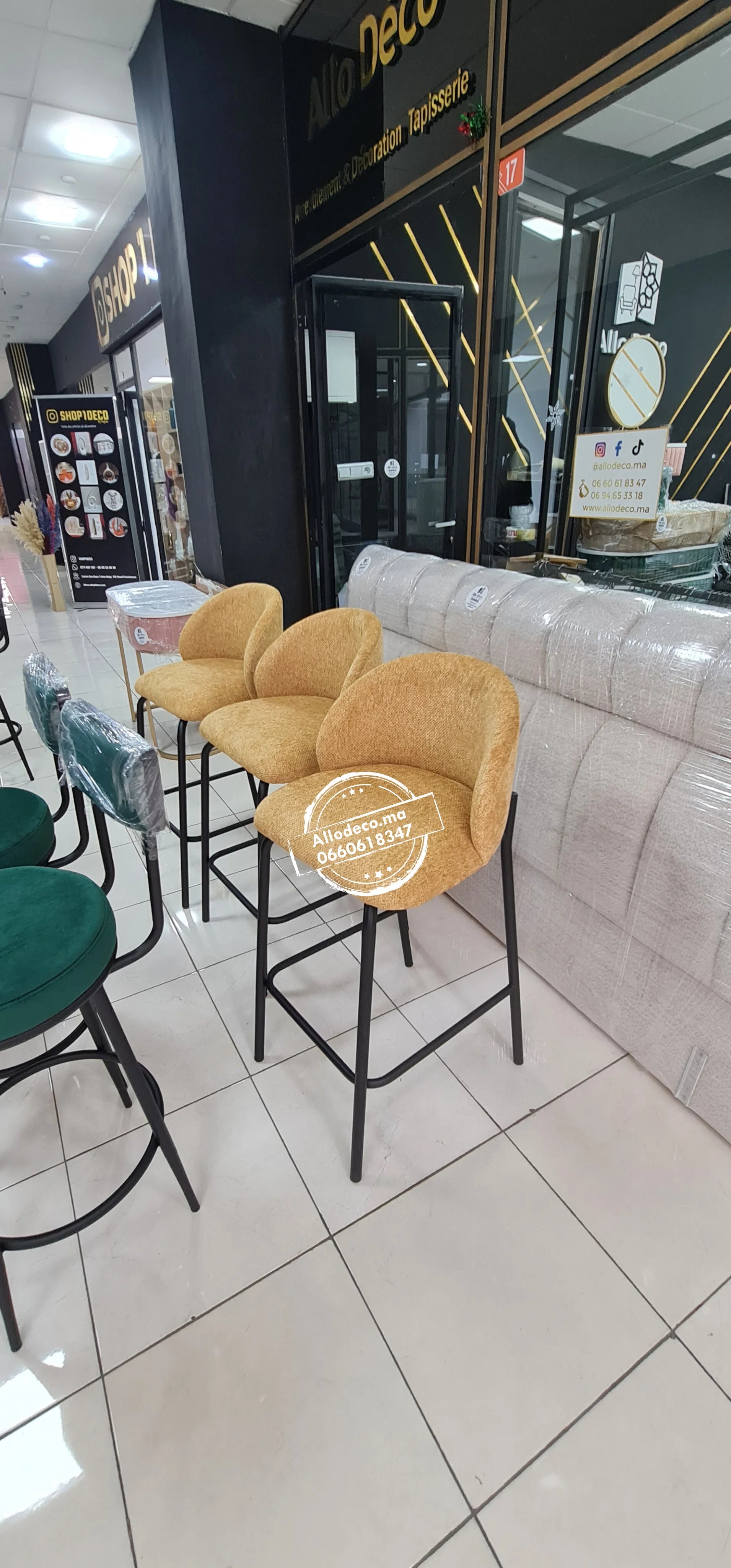 Tabouret de bar TUSSMAN Allodeco – Velours & confort premium
