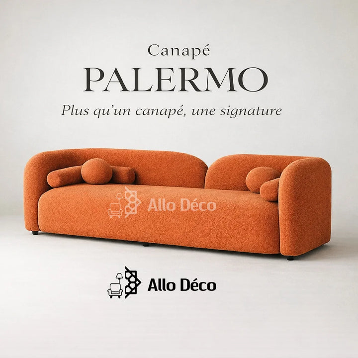 Canapé PALERMO – Canapé design bouclette aux lignes courbes