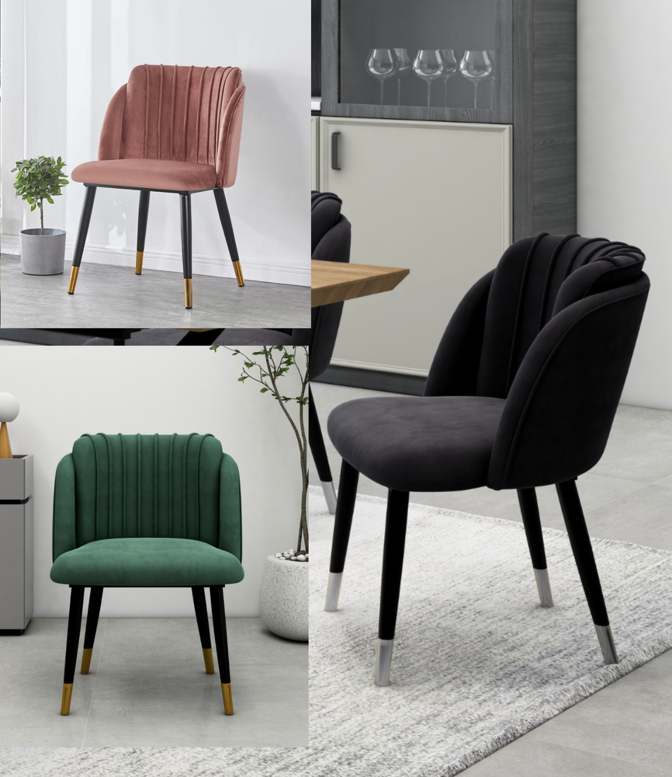 Chaise VITALY – Design glamour & confort en velours signé Allodeco