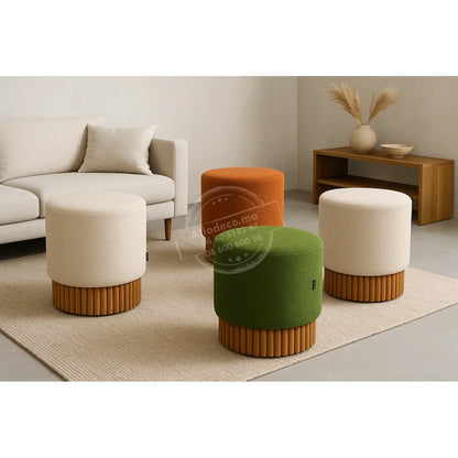 Pouf Bardage Bois – Design moderne en tissu bouclette, velour anti-tache