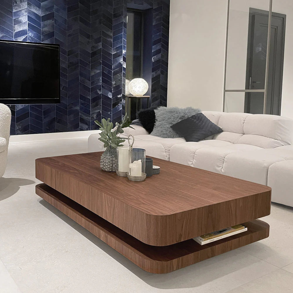 Table Basse VALORA – bois Latte Massif Plaqué Noyer Élégance Naturelle &amp; Design Contemporain