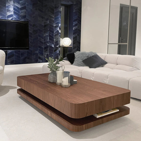 Table Basse VALORA – bois Latte Massif Plaqué Noyer