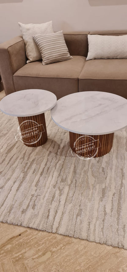 2 Tables basses Nardo  Noyer ou Chêne - DUO TABLES BASSES MAROC BARDAGE BOIS