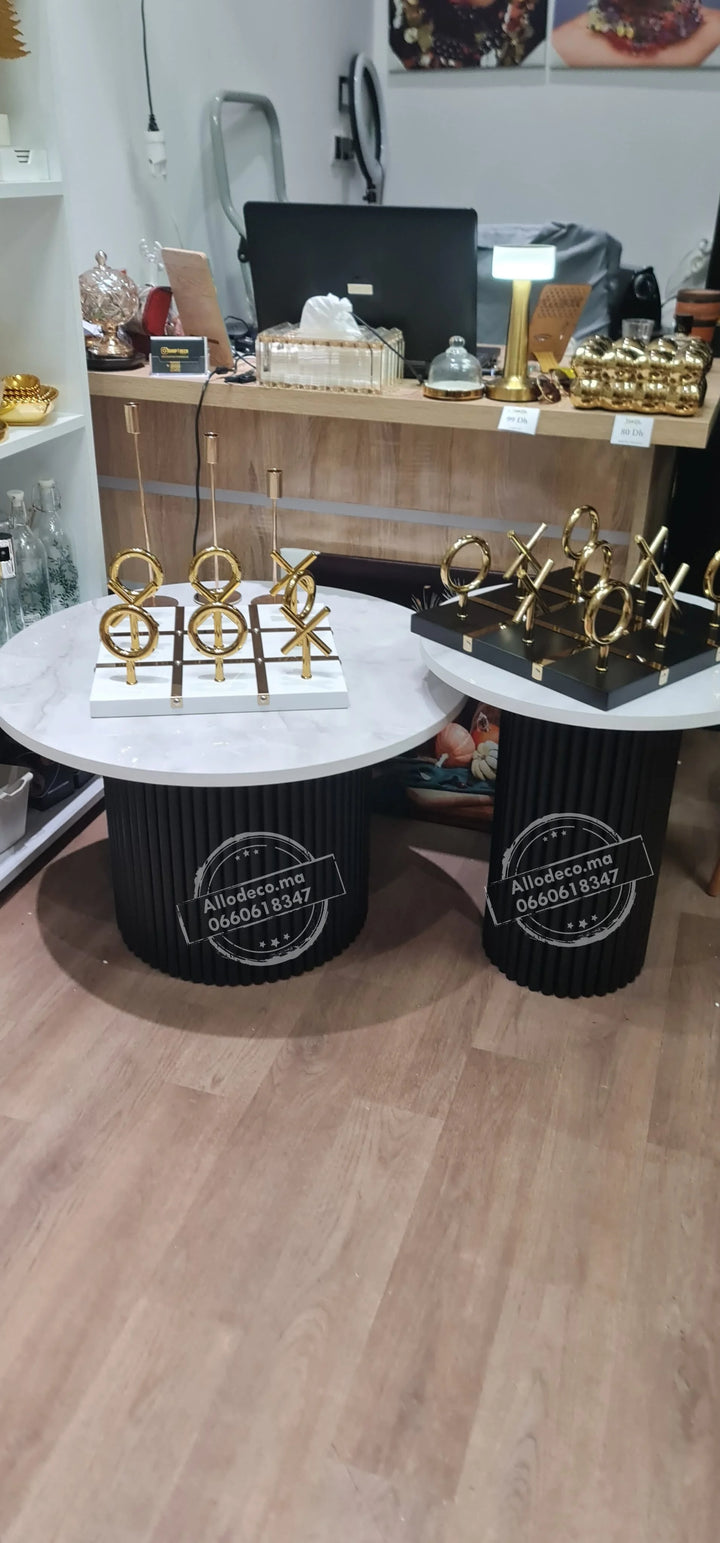 Tables basses NARDO Noir Allodeco – Duo bardage & effet marbre