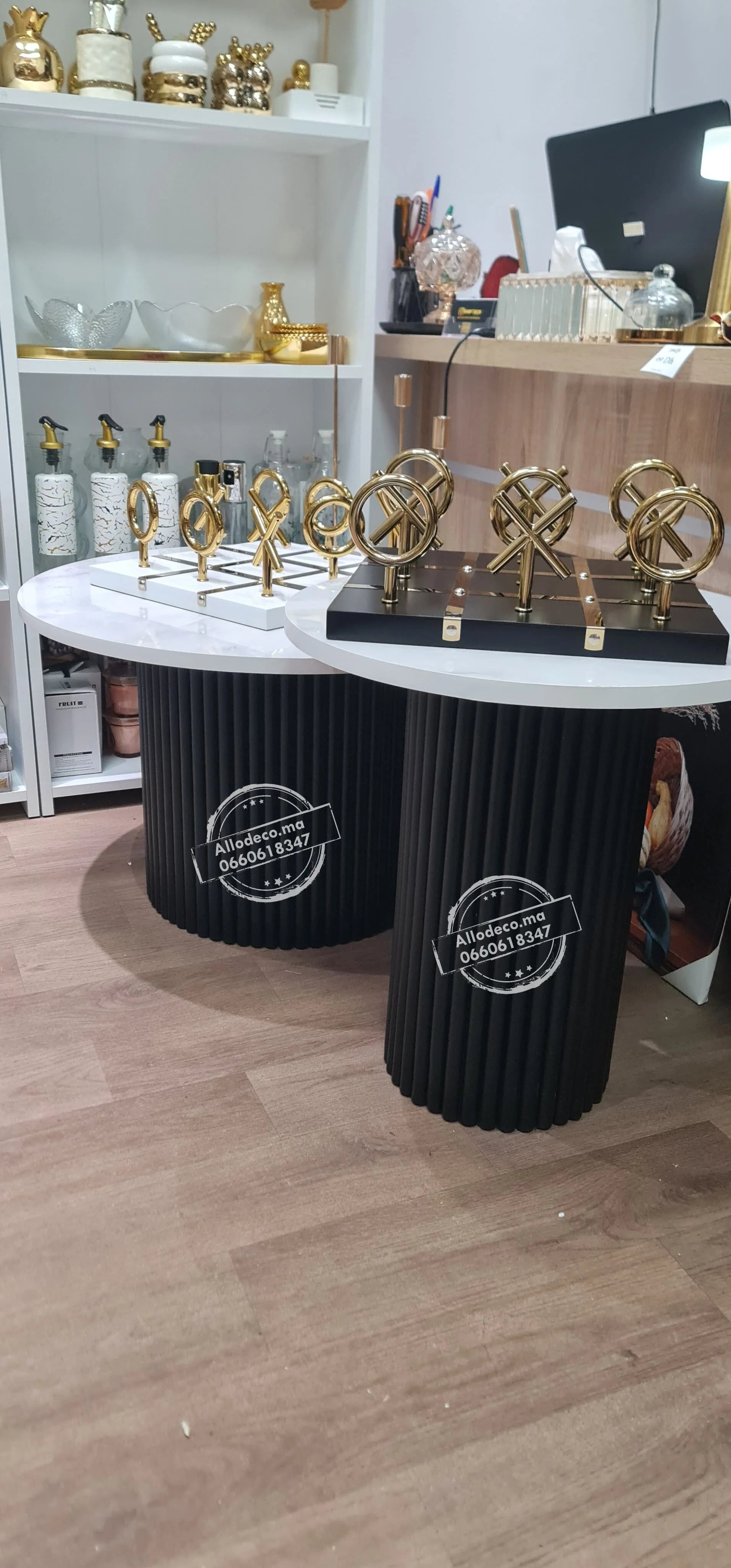 Tables basses NARDO Noir Allodeco – Duo bardage & effet marbre