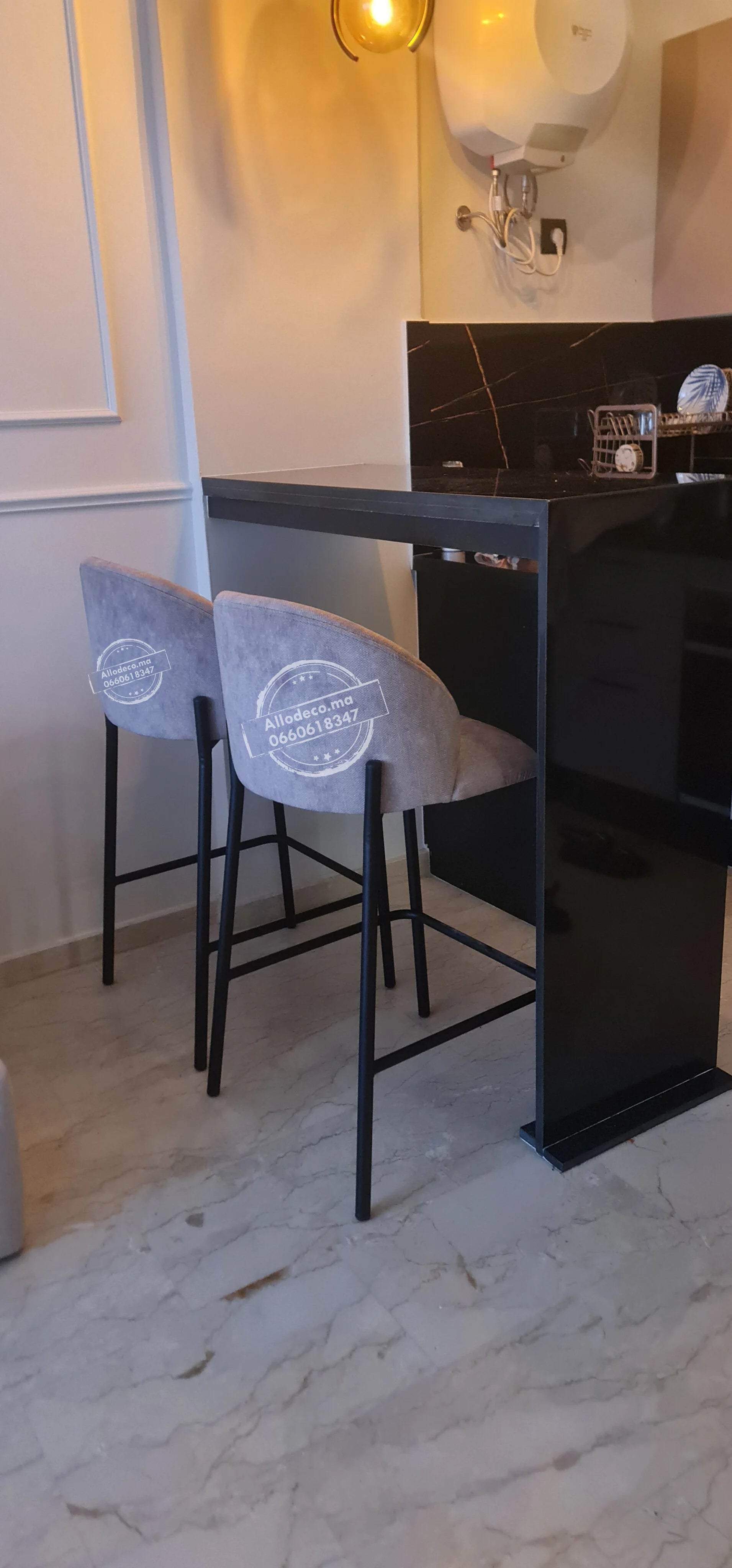 Tabouret de bar TUSSMAN Allodeco – Velours & confort premium
