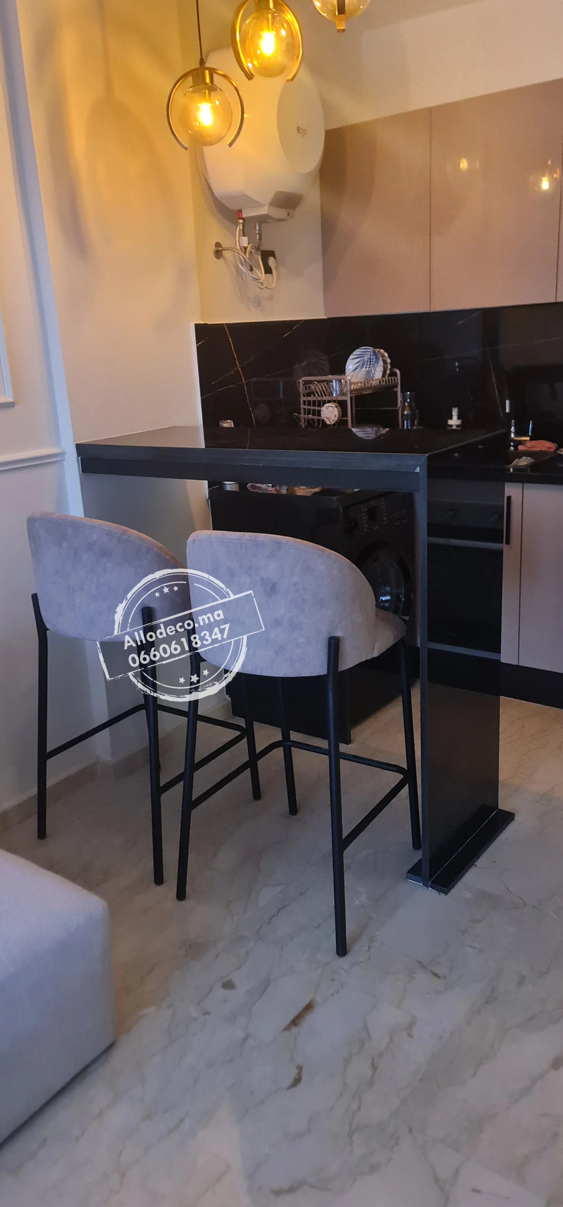 Tabouret de bar TUSSMAN Allodeco – Velours & confort premium