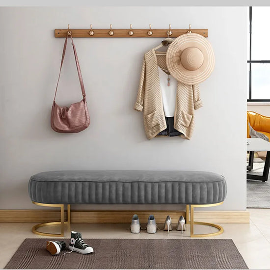 Banc BEGA – Banc d'entrée en velours, pieds dorés