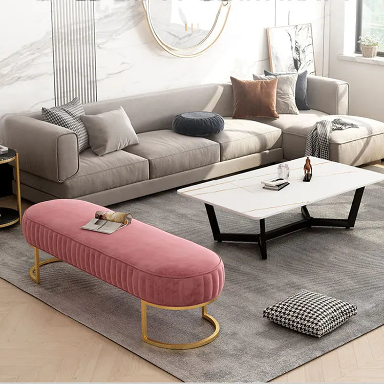 Banc BEGA – Banc d'entrée en velours, pieds dorés