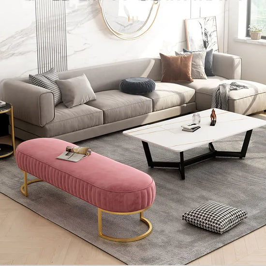Banc BEGA – Banc d'entrée en velours, pieds dorés